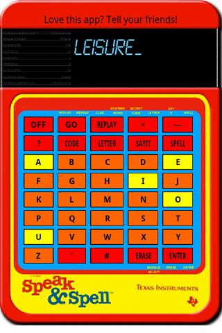 Speak and Spell Android Entertainment