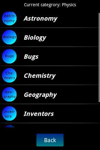 Science Facts Android Reference