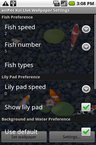 aniPet Koi LiveWallpaper Android Themes