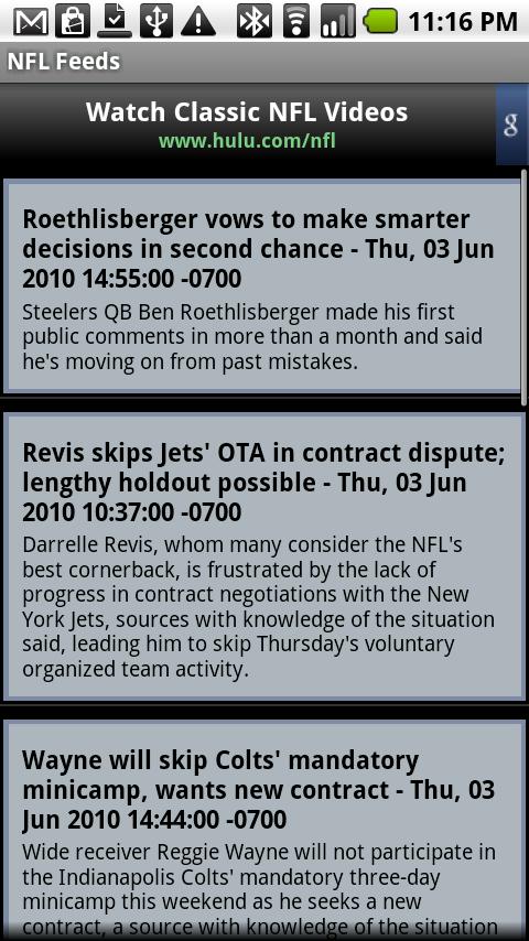 NFL RSS Feed Android Sports