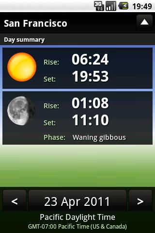 Sundroid Free Sunrise/Sunset Android Reference