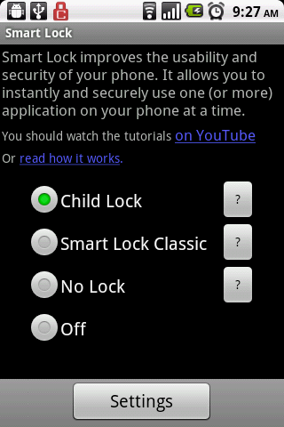 Smart Lock with Child Lock Android Productivity