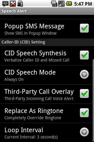 Speech Alert Trial for SMS/CID Android Tools