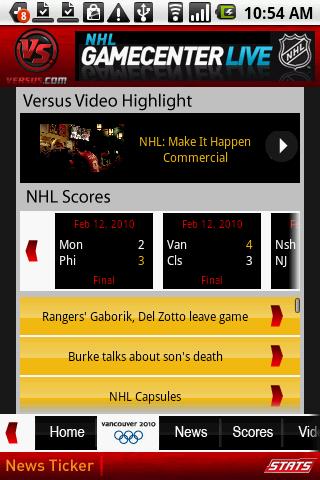 Versus Hockey Mobile Android Sports