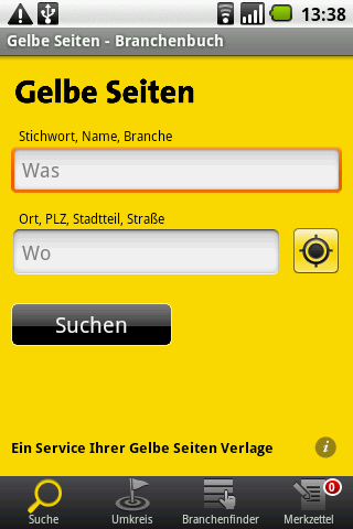 Gelbe Seiten Android Reference