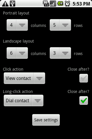 Contacts Grid Android Communication