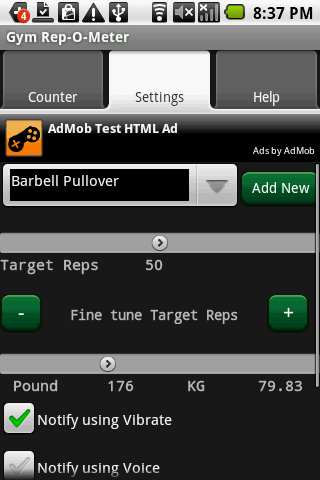 Gym Rep-O-Meter Android Sports