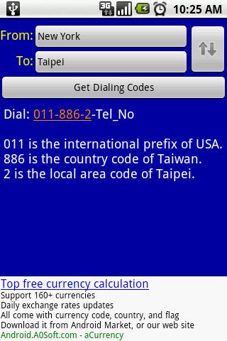 aDialCode Android Travel