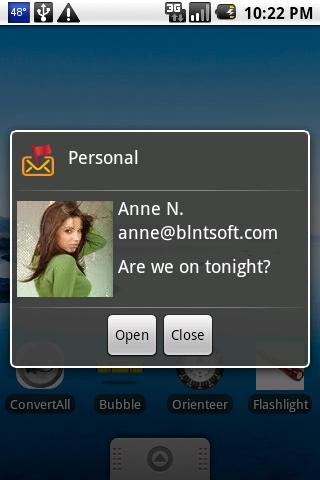 Email Popup Android Communication