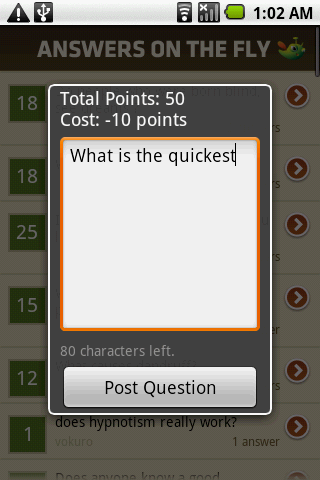 Answers on the Fly Android Social