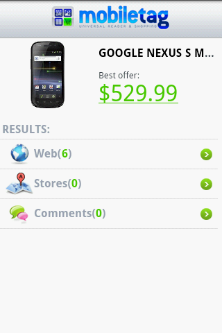 Mobiletag Barcodes Reader Android Shopping