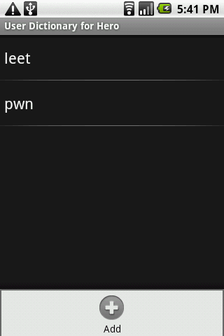 User Dictionary for Hero Android Tools
