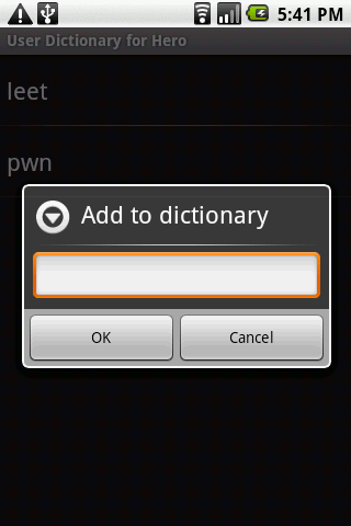 User Dictionary for Hero Android Tools