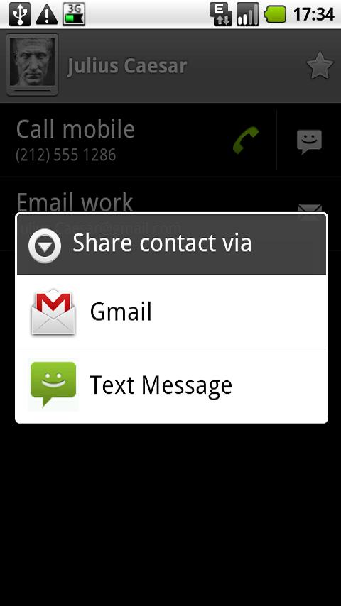Share contacts via SMS Android Productivity