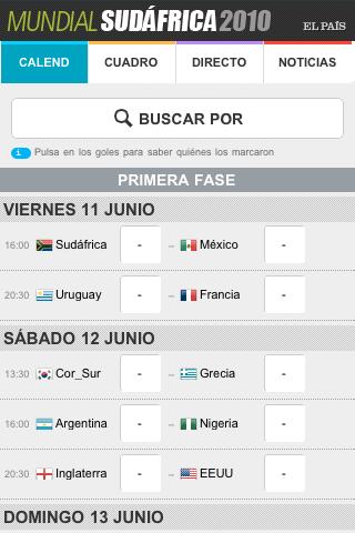 Mundial Sudáfrica en El País Android Sports