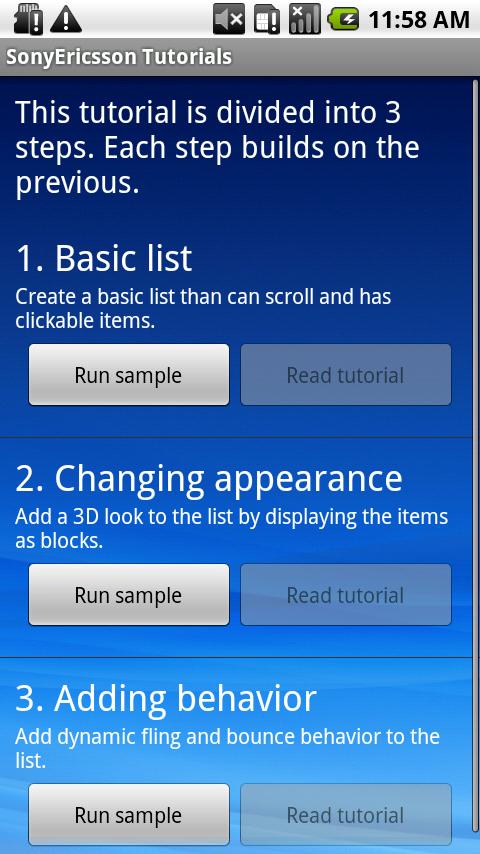 Sony Ericsson Tutorials Android Demo