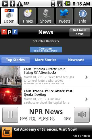 NPR News live stream & tweet Android News & Weather