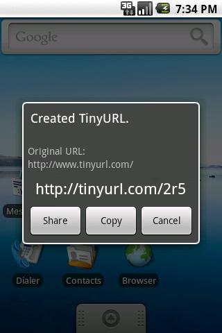 Link Shortener (TinyURL) Android Communication