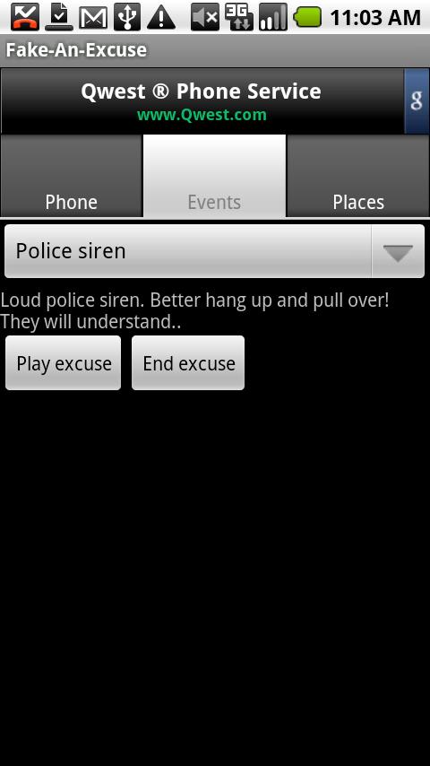 Fake-An-Excuse Android Communication