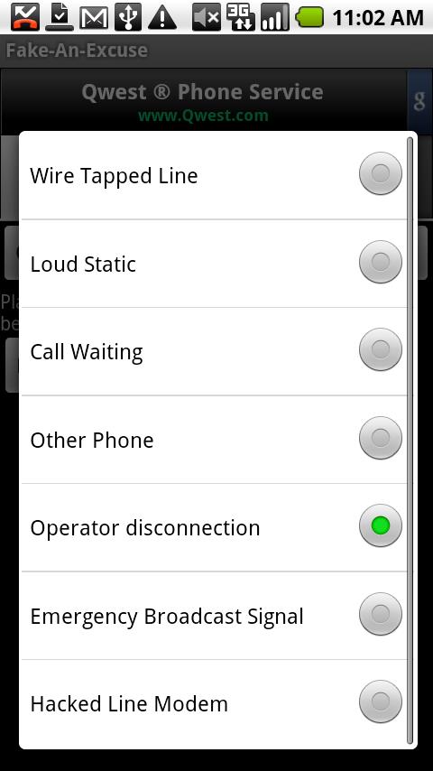 Fake-An-Excuse Android Communication