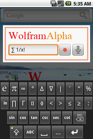 WolframAlpha Quicklaunch lite Android Reference