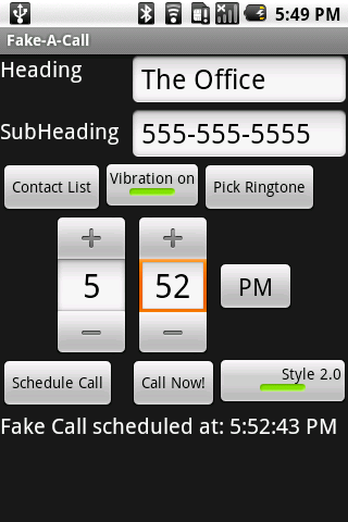 Fake-A-Call Android Entertainment