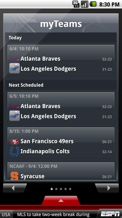 ESPN ScoreCenter Android Sports