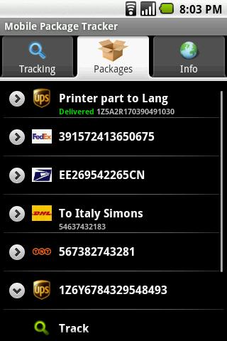 Mobile Package Tracker