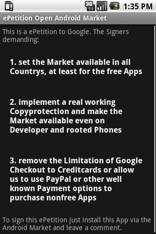 ePetition Open Android Market