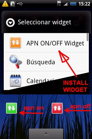 APN on/off Widget Android Communication