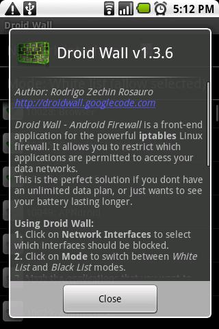 DroidWall (Root Required) Android Tools