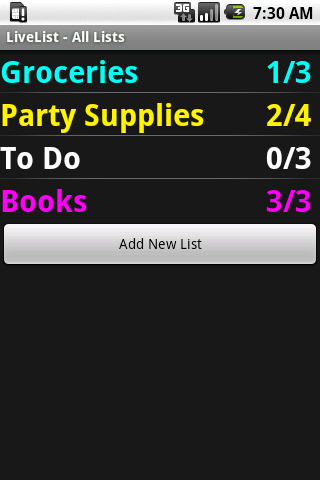 LiveList Android Productivity