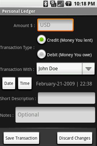 Personal Ledger Android Finance