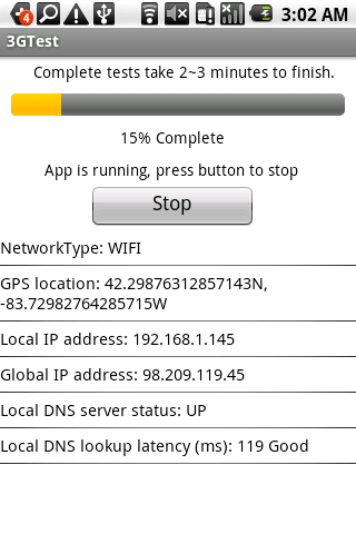 3gtest Android Communication