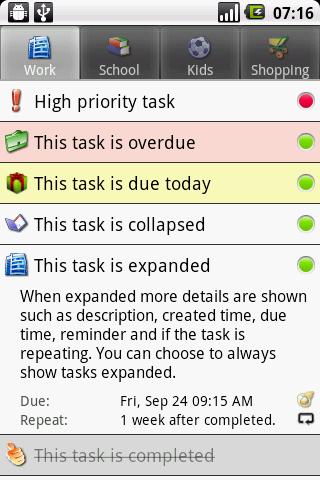 Task list Android Productivity