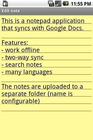 GDocs Notepad With Sync Android Productivity