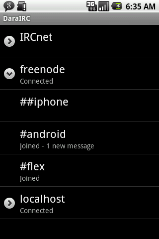 DaraIRC Android Communication