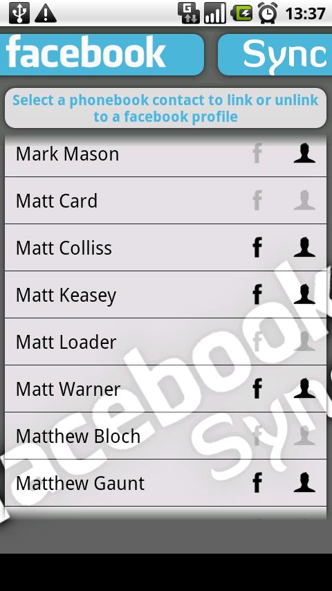 Facebook Sync Android Social