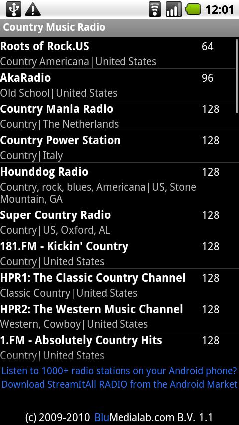 Country Music RADIO Android Travel