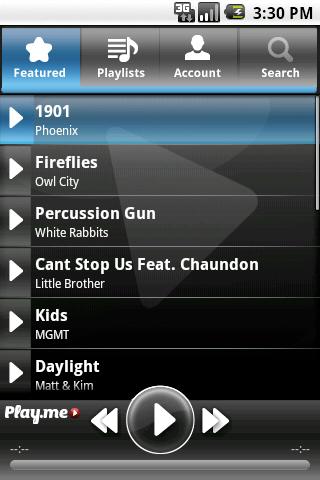 PlayMe Streaming Music Player Android Multimedia