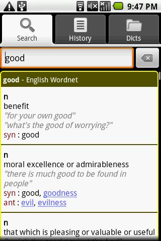 English Dictionary Wordnet Android Reference