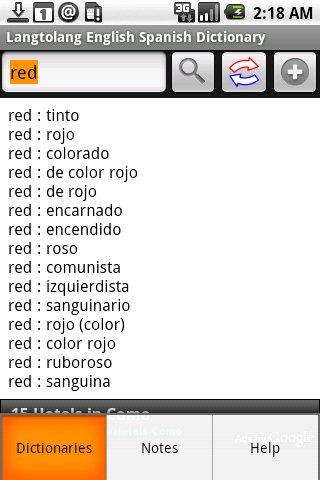 English Spanish Dictionary Android Travel
