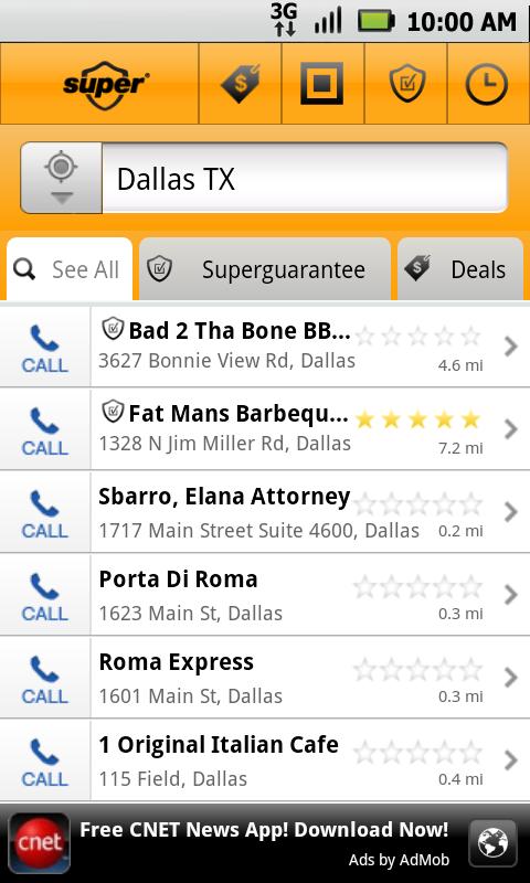 Superpages Android Travel & Local