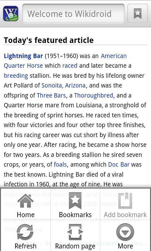 Wikidroid for Wikipedia Android Books & Reference