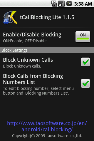 tCallBlocking Lite Android Lifestyle