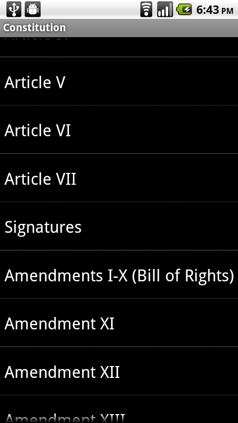 US Constitution Android Reference