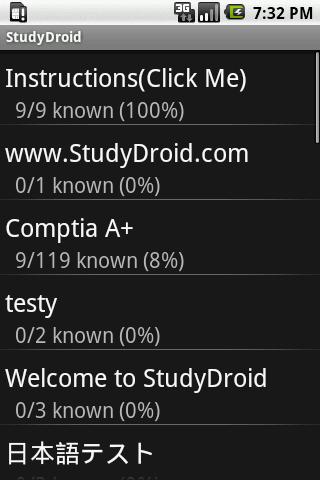 StudyDroid flashcards Android Reference