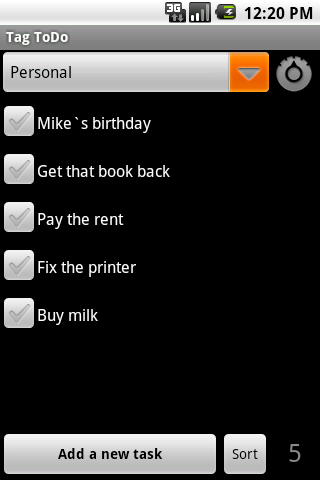 Tag ToDo List Android Productivity