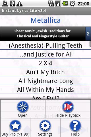 Instant Lyrics Lite Android Multimedia