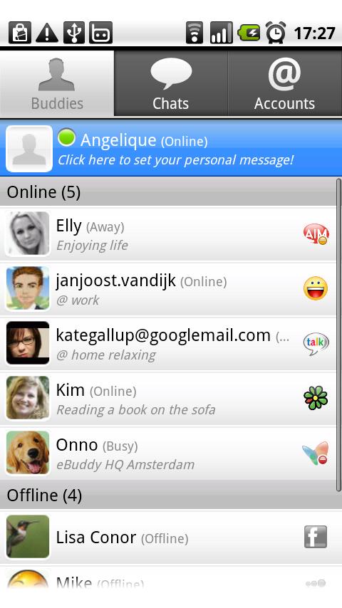 eBuddy Messenger Android Communication